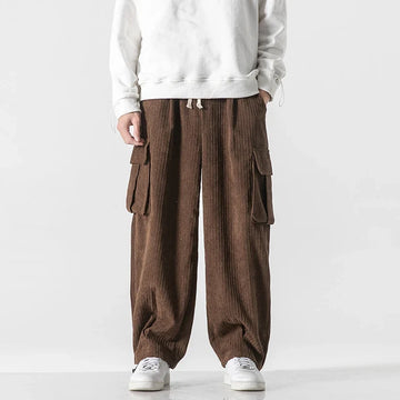 Men's Corduroy Cargo Pants Loose Fit