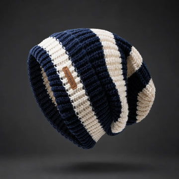 Men's Striped Beanie Ribbed Knit