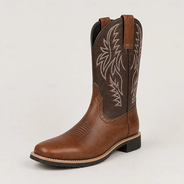 Men's Leather Boots Embroidered Western