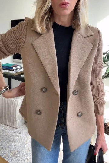 Women's Blazer Double-Breasted Knit Sleeve