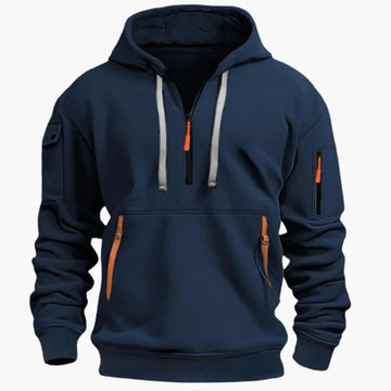 Men's Hoodie Multi-Pocket Half-Zip