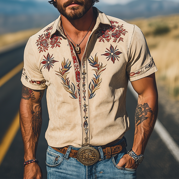 Men's Floral Embroidered Shirt