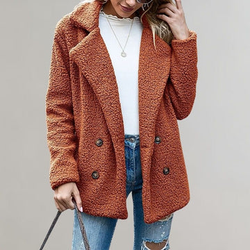 Women's Teddy Fleece Blazer Double Breasted