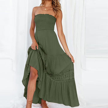 Women's Strapless Maxi Dress High-Low