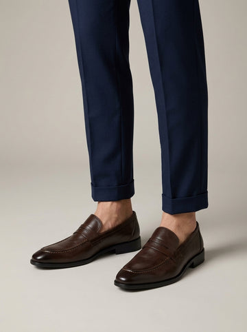 Mocassins penny en cuir pour homme, à enfiler