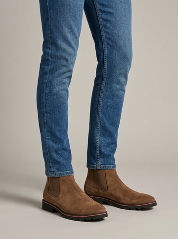 Men's Suede Chelsea Boots with Elastic Side Panels