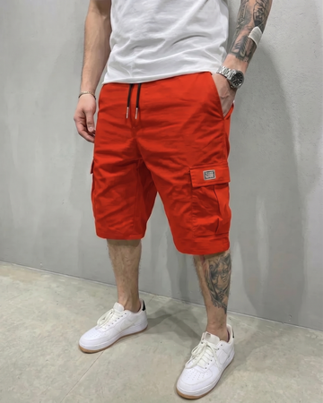 Short cargo pour homme : taille à cordon de serrage et grandes poches à rabat