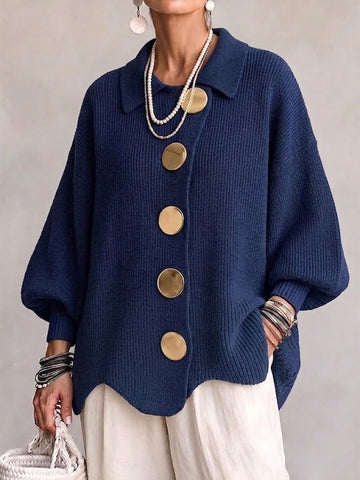 Women's Cardigan Ribbed Knit Button-Front