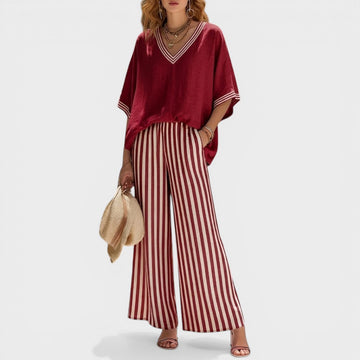 Women's Linen Striped Two-Piece Set Oversized