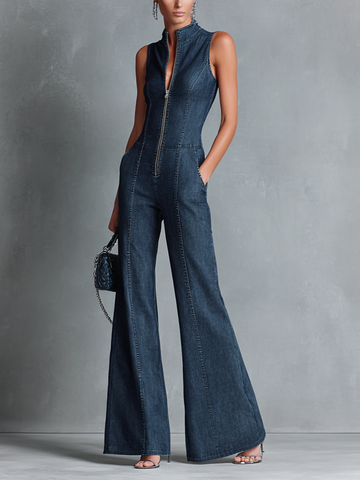 Women's Denim Jumpsuit Wide Leg