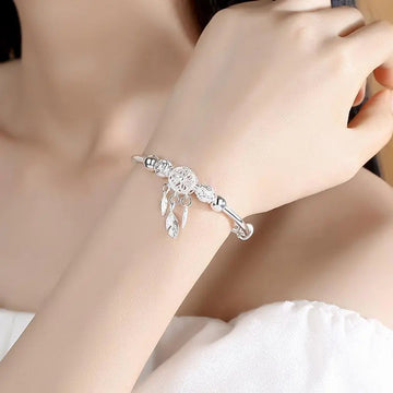 Women's Silver Dreamcatcher Bracelet Adjustable Cuff