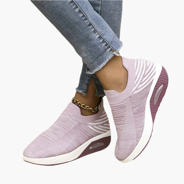 Women's Knitted Slip-On Platform Sneakers - Ribbed Upper