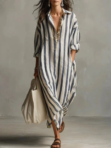 Women's Striped Oversized Maxi Dress
