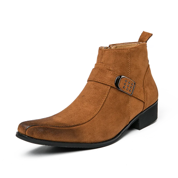 Men's Leather Boots Buckle Strap