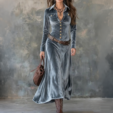 Women's Velvet Maxi Dress Shirt