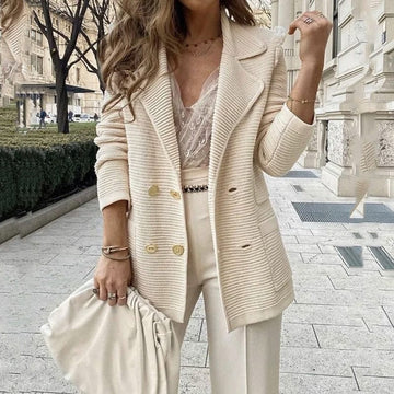 Women's Knit Blazer Double-Breasted