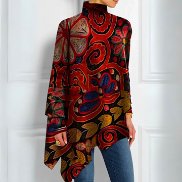 Women's Floral Print Tunic Roll Neck