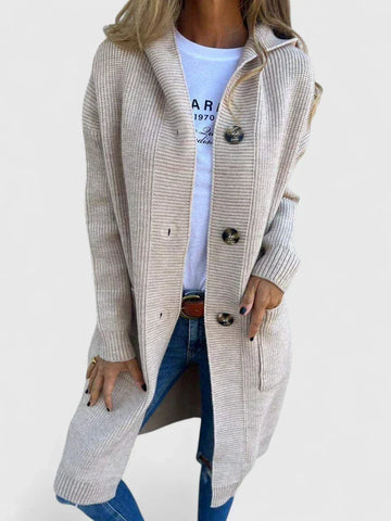 Women's Ribbed Knit Cardigan Longline