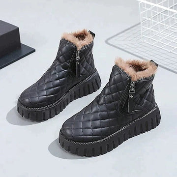 Women's Quilted Ankle Boots Faux Fur-Lined