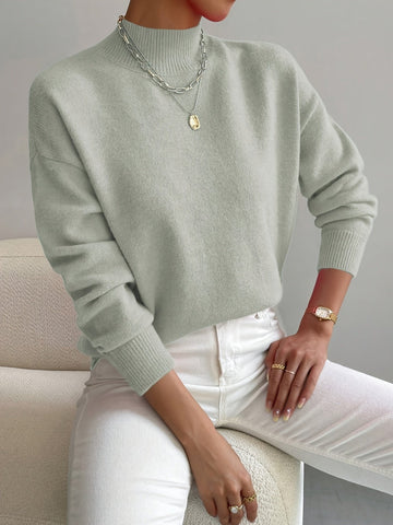 Women's Sweater Mock Turtleneck Relaxed Fit