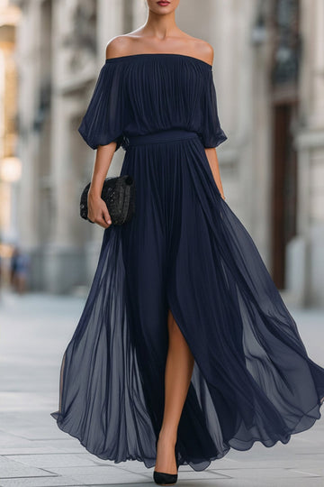 Women's Chiffon Off-Shoulder Maxi Dress
