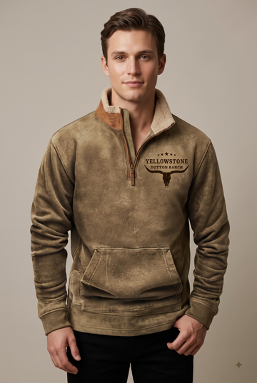 Men's Fleece Quarter Zip Sweatshirt Sherpa Collar